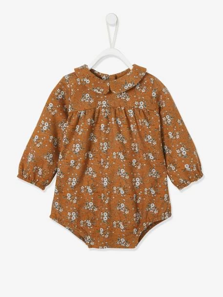 Barboteuse Fleurie Bébé Manches Longues Caramel Imprimé - Vertbaudet – Image 2