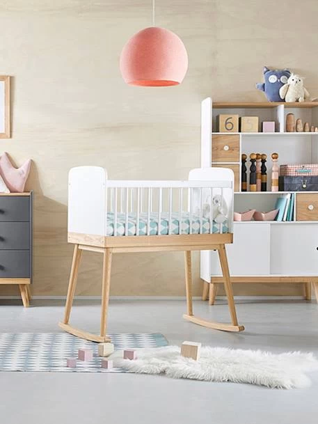 Berceau à Barreaux LIGNE CONFETTI Blanc/bois - Vertbaudet – Image 2