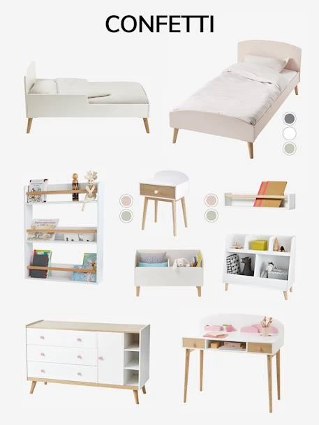 Berceau à Barreaux LIGNE CONFETTI Blanc/bois - Vertbaudet – Image 4