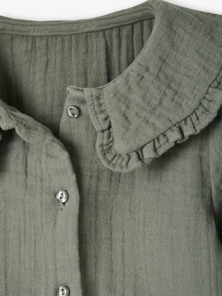 Blouse En Gaze De Coton Bébé Col Fantaisie Kaki - Vertbaudet – Image 5
