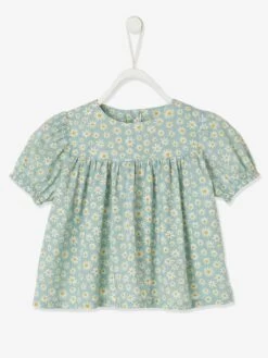 Blouse Imprimée Bébé Manches Courtes Vert Céladon Imprimé - Vertbaudet