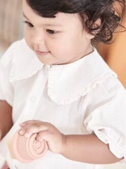 Blouse Rayure Brillante Bébé Manches Courtes Ivoire Rayé - Vertbaudet