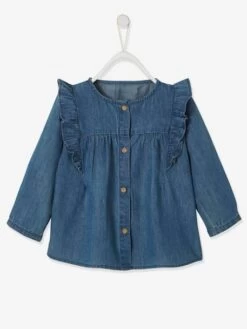 Blouse Volantée Bébé En Denim Light Stone - Vertbaudet