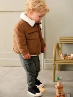 Blouson En Velours Côtelé Bébé Doublée Sherpa Noisette - Vertbaudet