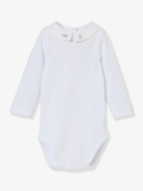 Body Bébé Col Brodé CYRILLUS Coton Bio Blanc - Cyrillus