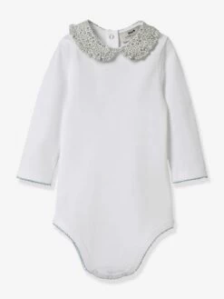 Body Bébé Col Fleuri CYRILLUS Coton Bio Blanc - Cyrillus