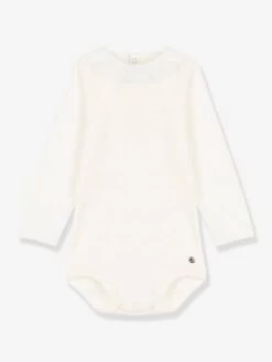 Body Manches Longues à Collerette En Coton Bio PETIT BATEAU écru - Petit Bateau
