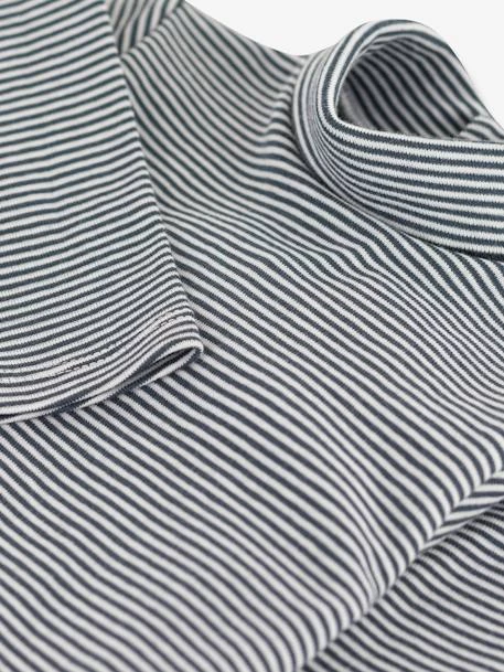 Body Manches Longues Col Roulé Rayé En Coton Bio PETIT BATEAU Gris - Petit Bateau – Image 3