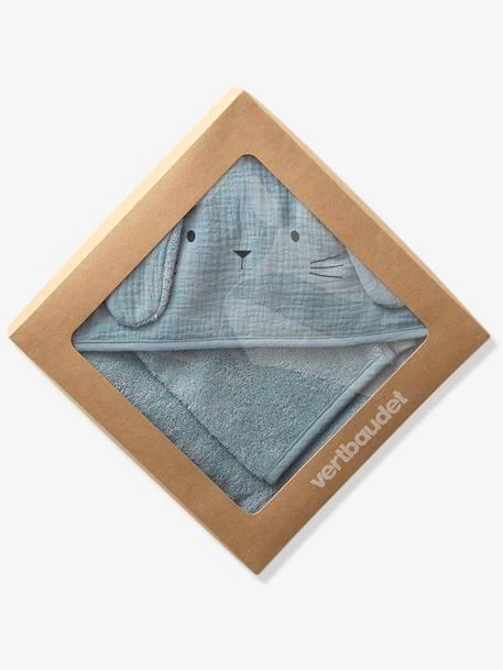 Cape De Bain + Gant En Gaze De Coton Bio*, Bleu - Vertbaudet – Image 4