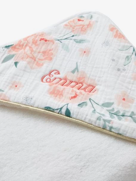 Cape De Bain Personnalisable Gaze De Coton EAU DE ROSE écru / Rose - Vertbaudet – Image 3