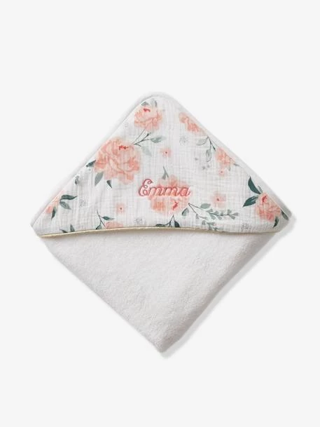 Cape De Bain Personnalisable Gaze De Coton EAU DE ROSE écru / Rose - Vertbaudet – Image 6