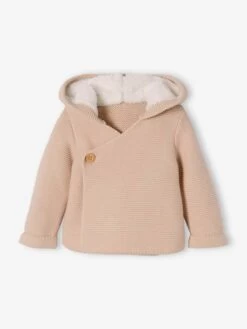 Cardigan Avec Capuche Doublée Fausse Fourrure Bébé Beige - Vertbaudet