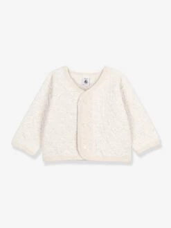 Cardigan Bébé En Tubique Matelassé - PETIT BATEAU Beige Chiné - Petit Bateau