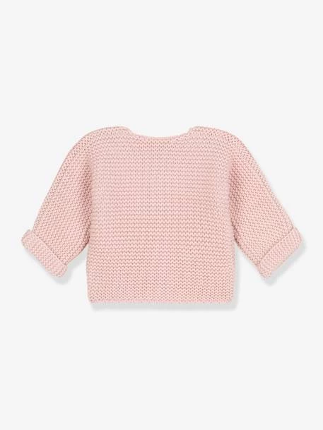 Cardigan Bébé Tricot Point Mousse En Coton Bio PETIT BATEAU Rose - Petit Bateau – Image 6