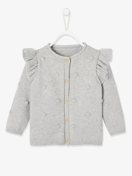 Cardigan Maille En Relief Bébé Gris Clair Chiné - Vertbaudet