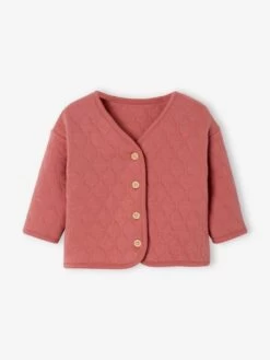 Cardigan Molleton Matelassé Bébé Bois De Rose - Vertbaudet