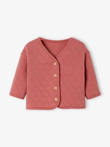 Cardigan Molleton Matelassé Bébé Bois De Rose - Vertbaudet