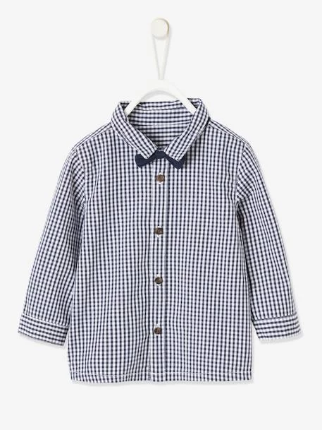 Chemise à Carreaux Bébé Avec Son Noeud Papillon Carreaux Bleu Indigo - Vertbaudet – Image 3