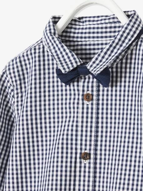 Chemise à Carreaux Bébé Avec Son Noeud Papillon Carreaux Bleu Indigo - Vertbaudet – Image 6
