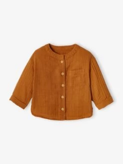 Chemise Col Mao Bébé En Gaze De Coton Personnalisable Vert Foncé - Vertbaudet