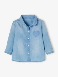 Chemise En Jean Délavé Bébé Fille Personnalisable Denim Bleached - Vertbaudet