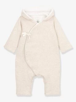 Combinaison à Capuche Bébé En Coton Biologique PETIT BATEAU Beige Chiné - Petit Bateau