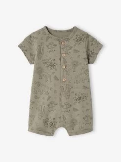 Combinaison Courte Bébé En Molleton Kaki - Vertbaudet