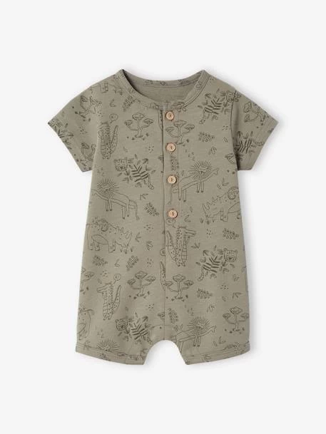 Combinaison Courte Bébé En Molleton Kaki - Vertbaudet