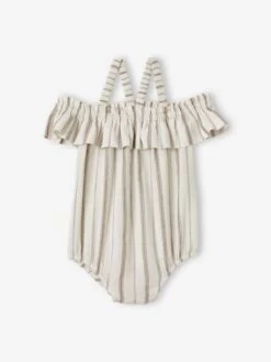 Combinaison Courte Bébé Rayée Ivoire Rayé - Vertbaudet