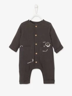 Combinaison En Gaze De Coton Bébé Anthracite - Vertbaudet