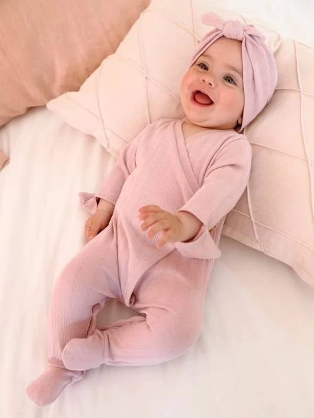 Combinaison En Maille Pointelle Bébé Et Son Bonnet Rose Poudre - Vertbaudet