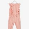 Combinaison Volantée En Broderie Anglaise Bébé Fille Rose Pâle - Vertbaudet