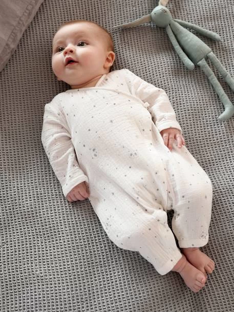 Dors-bien Cache-coeur Bébé En Gaze De Coton Ouverture Naissance Blanc Imprimé - Vertbaudet