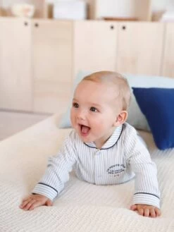 Dors-bien Rayé Bébé Garçon En Coton Ouverture Devant Bleu Rayé - Vertbaudet