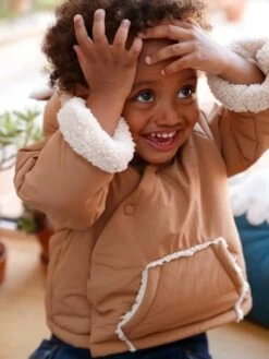 Doudoune Asymétrique Bébé à Capuche Caramel - Vertbaudet