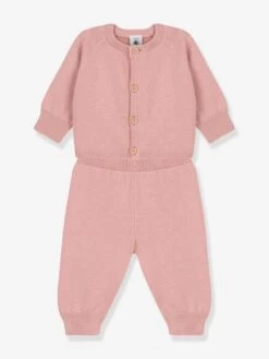 Ensemble 2 Pièces Bébé En Tricot Laine Et Coton PETIT BATEAU Rose - Petit Bateau