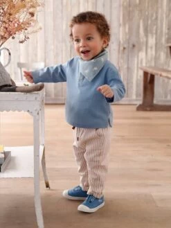 Ensemble 3 Pièces Bébé Chemise + Pantalon + Bandana Bleu Ciel - Vertbaudet