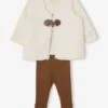 Ensemble 3 Pièces Bébé : Gilet En Fausse Fourrure, T-shirt Et Legging Beige - Vertbaudet