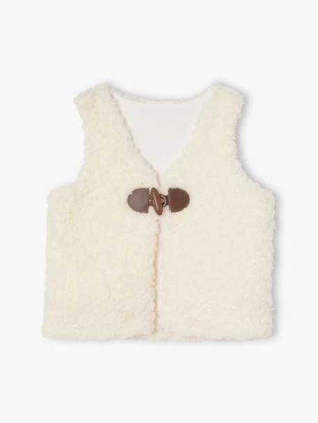 Ensemble 3 Pièces Bébé : Gilet En Fausse Fourrure, T-shirt Et Legging Beige - Vertbaudet – Image 3