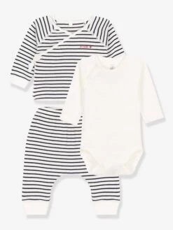 Ensemble 3 Pièces En Coton Bio PETIT BATEAU écru - Petit Bateau
