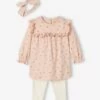 Ensemble Bébé 3 Pièces : Robe + Legging + Bandeau Rose Poudré - Vertbaudet