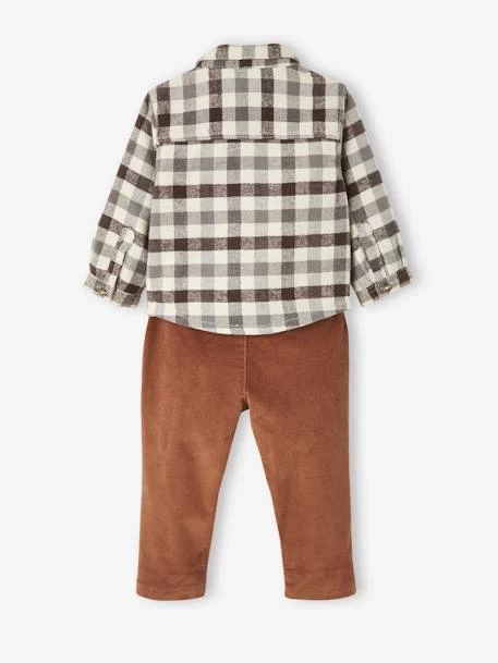 Ensemble Bébé Chemise En Flanelle + Pantalon En Velours Carreaux Anthracite - Vertbaudet – Image 4