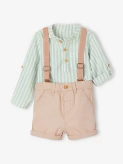 Ensemble Bébé Chemise Et Short à Bretelles Beige - Vertbaudet