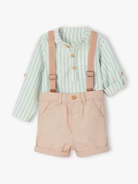 Ensemble Bébé Chemise Et Short à Bretelles Beige - Vertbaudet