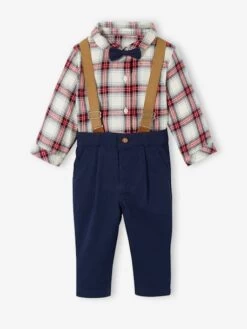 Ensemble Bébé Chemise + Pantalon à Bretelles + Noeud Papillon écru - Vertbaudet