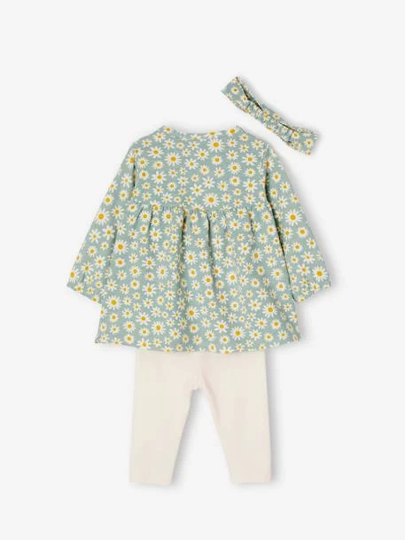 Ensemble Bébé Naissance 3 Pièces Bandeau, Robe à Motifs Et Legging Bleu Grisé - Vertbaudet – Image 5