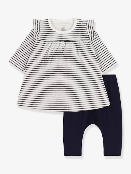 Ensemble Bébé Robe Marinière + Legging PETIT BATEAU écru - Petit Bateau – Image 4