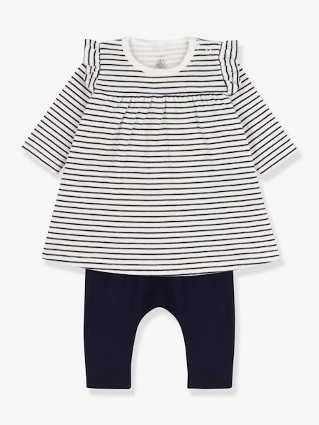 Ensemble Bébé Robe Marinière + Legging PETIT BATEAU écru - Petit Bateau