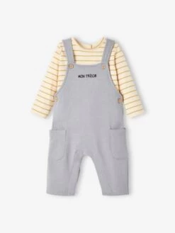 Ensemble Bébé T-shirt Et Salopette En Molleton Personnalisable Caramel - Vertbaudet
