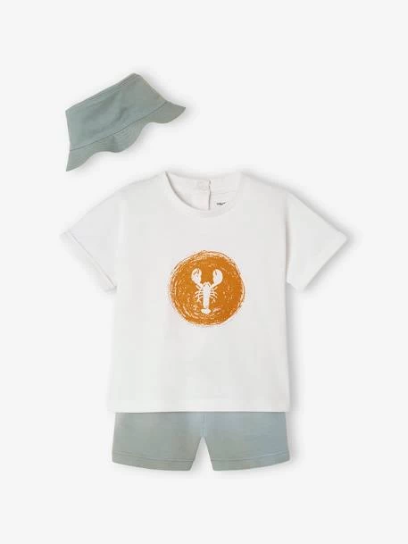 Ensemble Bébé T-shirt, Short Et Bob Blanc - Vertbaudet